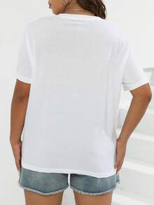 Camiseta casual de cuello redondo con estampado de búho para mujer de talla grande, regalo para amantes de los animales, camiseta de manga corta de verano para talla grande