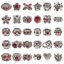 Large Hole Metal Spacer Beads For Bracelet Necklace Jewelry Making, Rhinestone Focal Beads For Pen Hair Keychain, Mixed Style