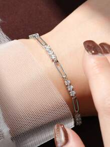 XUJIA Pulseira de moissanita fashion para mulheres, 1 peça, prata esterlina 925, cor D, corte redondo de 3 mm, joia de moissanita, noivado, casamento, aniversário, presentes para ela com certificado GRA, 18 cm/7,09 polegadas