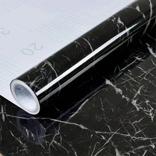 Black Marble Peel And Stick Wallpaper Roll, Easy To Apply And Remove, Waterproof, Grease-Proof, Suitable For Kitchen, Cabinets And Home Decor Wall Paper Wall Stickers Room Decor Wall Decor Wall Sticker