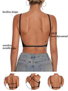 女士无痕露背文胸，夏季无肩带文胸，性感文胸，新娘内衣，3种肩带选择，无缝透气，可调节肩带，轻盈舒适，适合婚礼、正式礼服、吊带裙等场合。