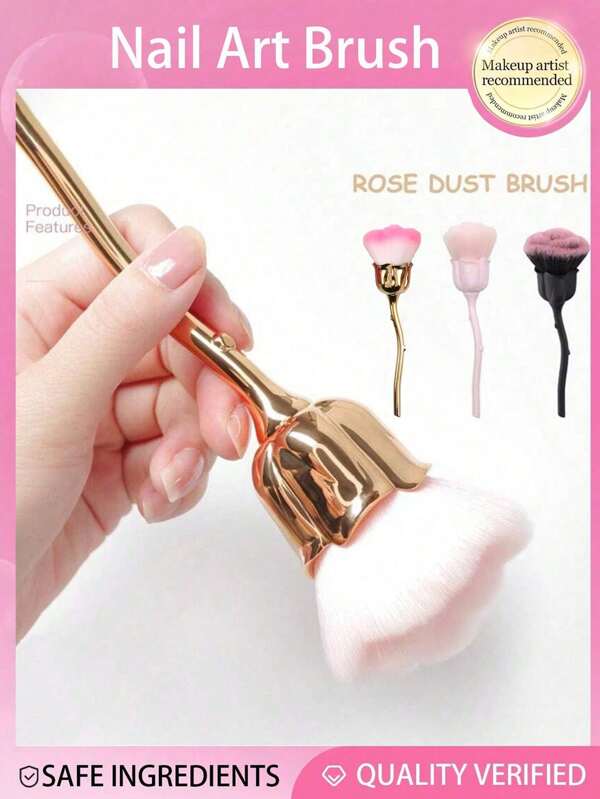 Rose Shaped Nail Cleaning Brush, Multi-Purpose For Cleaning Hand Dust, Blush, And Powder, Easy To Carry And Clean, Suitable For Nail Salons, Personal Use, Home, And Travel As Nail Accessories