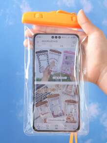 1pc Waterproof Diving Bag, Touch Screen Sealed For Swimming, Photography, Dust-Proof, Shockproof, Rainproof, Floating Gear, Convenient Phone Case. Waterproof Phone Bag With Touch Screen Function And Face Unlock, Suitable For Swimming, Rafting, Transparent Beach Bag Waterproof Phone Case Waterproof Bag