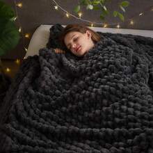 Super Soft King Blanket Pink Premium Silky Flannel Fleece 3D Ribbed Jacquard Lightweight Bed Blanket All Season Use (Pink Ribbed, King(90"X110")) - Grey - View 11