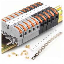 10 Stücke Hutschienen-Anschlussklemme 211 Draht elektrischer Leiter, universeller schneller Kabelverbinder mit Nummernschilderset