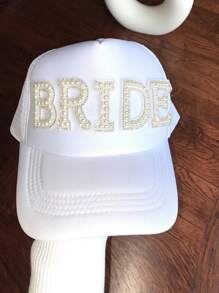 1PC White Pearl Baseball Cap-Stylish Embellished Hat For Women, Ideal For Back To School, Travel, Daily Wear, Photoshoots, Campus Outfit - Multicolor - View 3