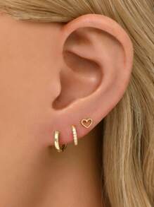 1 paio di orecchini a cuore cavo in argento sterling 925, caratterizzati da un design elegante e minimalista, ipoallergenici e adatti all'uso quotidiano da parte di donne e ragazze