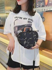 1 pièce Sac bandoulière ou sac à épaule en forme de cœur à broderie de dentelle pour femme, essentiel pour le travail, le campus et les voyages. - Multicolore - Voir 10