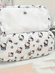 Sanrio 1 PC Genuine Sanrio Hello Kitty Pencil Case - Cute Canvas Large Capacity Organizer With Zipper Closure, Stylish For Daily Office Supplies, Large Capacity Case | Charming Aesthetic | Quality Zipper Feature, Cute Pencil Case , Back To School Gifts