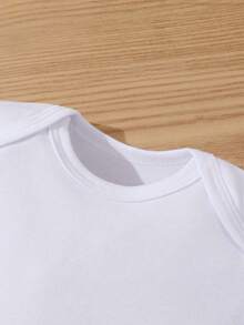 White Baby Clothing With "I ♥ My GrandPa & GrandMa This Much" Print And Stick Figure Drawing Baby Boys And Girls 2025 Newborn Baby Bodysuit Casual Short Sleeve Knitted Fabric Monogram Print Regular Baby Clothing Suitable For Outdoors - 白色 - 查看 3