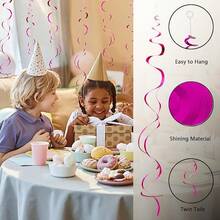 MEIJUANAAGold Hanging Swirl Decorations 30 Pcs, Party Swirl Decorations -Twin Tails Ceiling Swirl Foil Decorations, Gold Party Decor Wedding/Shower/Birthday Party//New Year Decorations - 粉色 - 查看 3