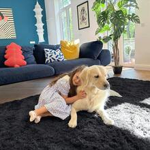 OLANLY - Alfombra de Sala de Estar, Dormitorio, Lavable a Máquina, 4 x 5.9 Pies, Suave y Esponjosa, Manta Nocturna para Niños y Niñas, Dormitorio, Guardería, Decoración del Hogar - Negro - - Ver 5
