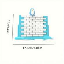 1套企鹅墙挑战家庭游戏 - 互动策略拼图，带有积木，可培养手部技能，促进亲子关系