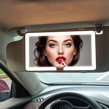 Car Sun Visor LED Vanity Mirror,Intelligent Touch LED Car Makeup Mirror - 3 Light Modes & 60 LEDs - Rechargeable & Dimmable Touch Control - Perfect For On-The-Go Makeup, Universal Car Interior Accessory For Cars, Trucks & SUVs - Ideal Christmas Gift Valentine's Day Gifts For Women - 黑色 - 查看 5