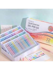 朗果新品上市72/54/36/24/16色亮彩中性笔加彩盒套装 亮彩中性笔1.0mm礼盒套装 高颜值彩色绘画笔，适合学校用品，返校季 - 彩色 - 查看 18