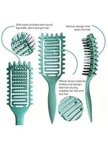 2 件/1 件卷发定型刷 - 便携式空心梳，配有尼龙羊毛和 ABS 手柄，300 毫升高压喷雾，多色可选（粉色/红色/黑色/紫色/绿色），适合所有发型，造型工具，耐用发梳