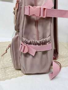 1PC Cute Women Backpacks Waterproof Multi-Pocket Nylon School Backpack For Student Female Girls Kawaii Laptop Book Pack Mochilas,School Bag,Portable,Laptop Compartment,Large Capacity,For Teen Girls Women College Students,College,Middle School,High School,Outdoors,Travel,Outings,Elementary School,Office, Street & Japanese Style Women Bag - 粉色 - 查看 6