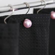 MEIJUANAABlush Pink Shower Curtain Hooks - Elegant Pearl Design Rustproof Stainless Steel Rings - Stylish Coquette Bathroom Accessories & Women Moms Girls Lovers Of Farmhouse Boho Vintage Décor - Grey - View 11