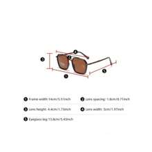 Unisex Fashion Double Beam Sunglasses For Back To School & Travel – Geometric Frame Sun Protection Glasses With Lightweight TR90 Material# 4