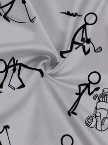 Men's Allover Funny Doodle Print Casual Fashion Short Sleeve Polo Shirt