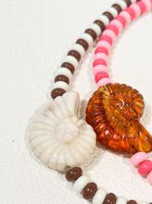 1pc/2pcs Beach Ocean Element Shell Bead Necklace, Resin Material, Women Summer Beach Party Accessory