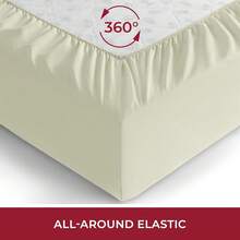 Mellanni King Fitted Sheet - Iconic Bedding Sheets With Up To 16 Inch Deep Pocket - Soft & Cooling - Fade & Stain Resistant - 1 PC (King, Light Blue) - 1128 Golden Ivory - 查看 4