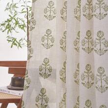 Vangao 2 Pcs Linen Boho Printed Rod Pocket Curtains Good Quality Semi Sheer Protecting Privacy Curtains Nice Fabric Thick Beautiful Drapes Gorgeous And Modern Perfect Window Treatments For Living Room