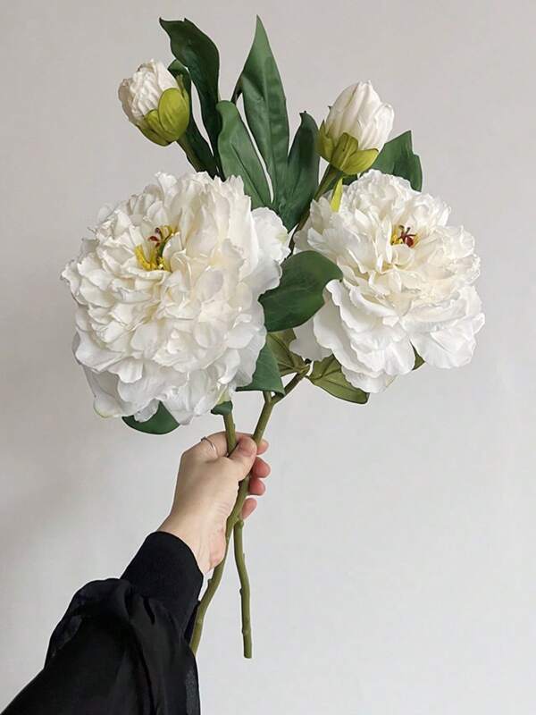 1pc Artificial Peony Soft-Touch Silk Flowers With Buds, Vintage Style Faux Peony For Home, Office Wedding Bouquet Decoration Mother's Day Thanksgiving Anniversary Housewarming Gift For Celebration