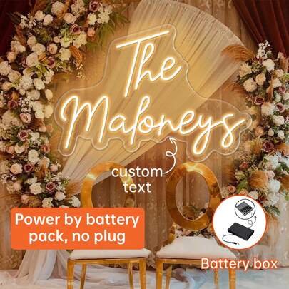 Anpassad neonskylt, lämplig för rumsdekor, bröllopsdekor, storlek 5 tum - 35 tum, batteridriven (ingen kontakt) eller USB-driven, personlig LED-neonskylt, alla hjärtans dag-present, bröllopsbakgrundsdekor, sovrumsdekor neonljus