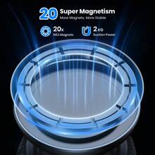 TOPK 360° 可旋转磁性车载手机支架 - 可调节多角度吸盘支架，适合所有智能手机尺寸，超稳定，无需粘合剂 - 黑色 - 查看 2