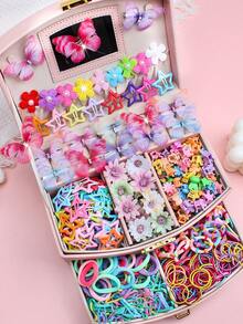 892件/套可爱粉色发饰套装，包含彩色发夹（花朵、蝴蝶、星星款式）和弹力发圈 - 适合女孩和女士，可用于学校、派对、玩耍和日常发型。多种可爱款式激发创意 - 这份礼物让女孩们每天都能开启“美丽发型之旅”。包含发夹、发卡、美发套装、礼物、头部饰品、情人节饰品。 - 彩色 - 查看 4