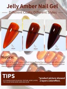 XEIJAYI 6瓶15毫升高透明琥珀棕色凝胶指甲油套装，UV/LED灯固化，秋冬季流行半永久凝胶指甲油，家用美甲油 - 彩色 - 查看 7