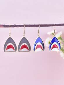 1 par de pendientes con diseño de tiburón lindo para mujeres, decoración de joyería para fiestas