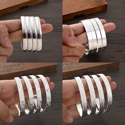 Classic Silver Smooth Bangle Bracelet For Women, Elegant Jewelry, Bride Wedding Gift, Daily Wear