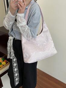A Chinese-Style Butterfly Embroidered Nylon Handbag, Suitable For Shopping, Dates, Ladies' Gifts, Offices, Universities, Work, Commuting, And Shoulder Bags