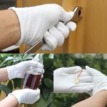 5Pairs S/M/L/XL White Soft Gloves,Ceremonial Thickened Stretchable Lining Glove Household Cleaning Glove Gardening Glove,Jewelry Glove Home Work Glove,Work Gloves For Dry Hands Handling Film SPA Gloves - White - View 9