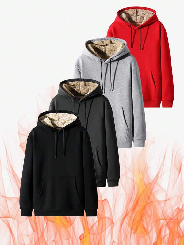 Men's Autumn And Winter Fleece Sweatshirt, Hooded Fleece Sweatshirt, Large Front Pockets, Suitable For Running, Outdoor Sports, Outdoor Travel, Fishing, Training Room Sports, Is A Must-Have Clothing For Men In Autumn And Winter