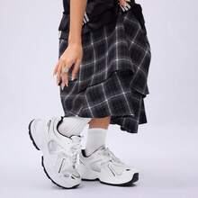 DareSee Women's Silver Chunky Sneakers, 2025 Spring New Fashionable Lightweight Thick-Sole Versatile Breathable Casual Sneakers Music-Fest Y2K-Fest Back To School Autumn Winter Gifts - White - View 2