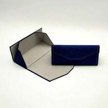 1 cutie triunghiulară pliabilă pentru ochelari de soare, cutie de ochelari vintage din denim de înaltă calitate, portabilă