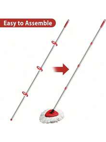 4-Section Spin Mop Replacement Handle – Adjustable 2.5 To 5 Foot Mop Stick Compatible With O-Cedar EasyWring Spin Mop Base (Mop Head Not Included) - 1 - 查看 4