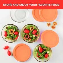 Wood Grip Lids For Pyrex And Anchor Round Glass Containers - 4-Cups, Orange-6 Pack - Orange-6PK - View 2