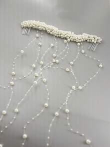 Pearl Tassel Hairband, With A Woven Wave Shape, An Elegant Accessory For Wedding Hairstyles, Suitable For Weddings, Parties And Vacations. - Multicolor - View 7
