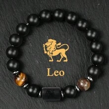 10mm Beaded Bracelets For Men Women Couple Black Punk Streetwear Tigers Eye Bangles Gifts For Boyfriend Constellation Aries Taurus Gemini Cancer Leo Virgo Libra Scorpio Sagittarius Capricorn Aquarius Pisce Zodiac Lover Accessories Jewellery