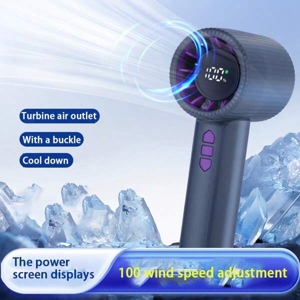 Portable High-Speed Handheld Fan, USB Rapid Charging, Digital Display 100 Adjustable Speeds, With Hanging Hook, Compact Yet Powerful Cooling, Suitable For Office Desk And Outdoor Use, 1200mAh Portable Mini Ventilator, Suitable As Teacher's Day Gift, Back To School Gift, Outdoor Travel Essentials, Outdoor Cooling Party Gift