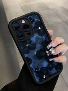 Flower 2pc Navy Blue Floral Creative Design Matte Finish Phone Case, Compatible With Iphone 16, 15, 14, 13, 12, 11, XS, XR, X, 7, 8 Plus, Pro Max, A Great Gift For Friends, Family, Boyfriend, Girlfriend Waterproof Shockproof Anti-Fall Scratch ResistantFOR-YOUR-BELOVED-PHONE Christmas Gifts Christmas Gifts