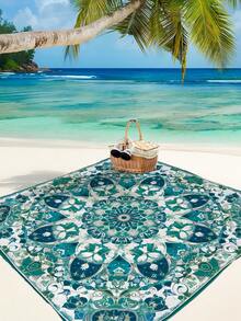 1 件新款户外防水防沙数码印花野餐垫/沙滩巾，时尚清新图案，适合户外露营和野餐