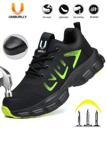 UMBURLLY Men's Shoes Steel Toe Anti-Smash And Anti-Puncture Lightweight Non-Slip Sole Breathable Upper Outdoor Construction Industrial Factory Men's Work Shoes