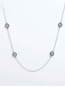 Kaletine 時尚925純銀&氧化鋯邪惡之眼吊墜項鍊 - 查看 9