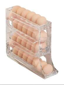 4-Tier Sliding Egg Storage Box, Refrigerator Side Door Egg Carton, Automatic Rotating Egg Holder, Household Kitchen Organizer (Holds Up To 30 Eggs)