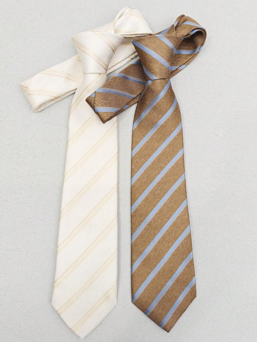 1pc Men's Classic Striped Necktie, Suitable For Formal Occasions, Business Attire - A - View 1